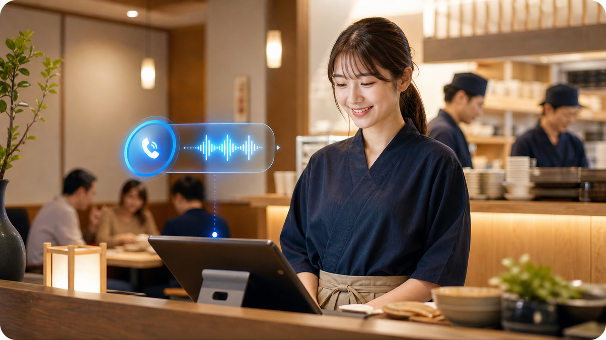 飲食店でAI電話を活用するイメージ